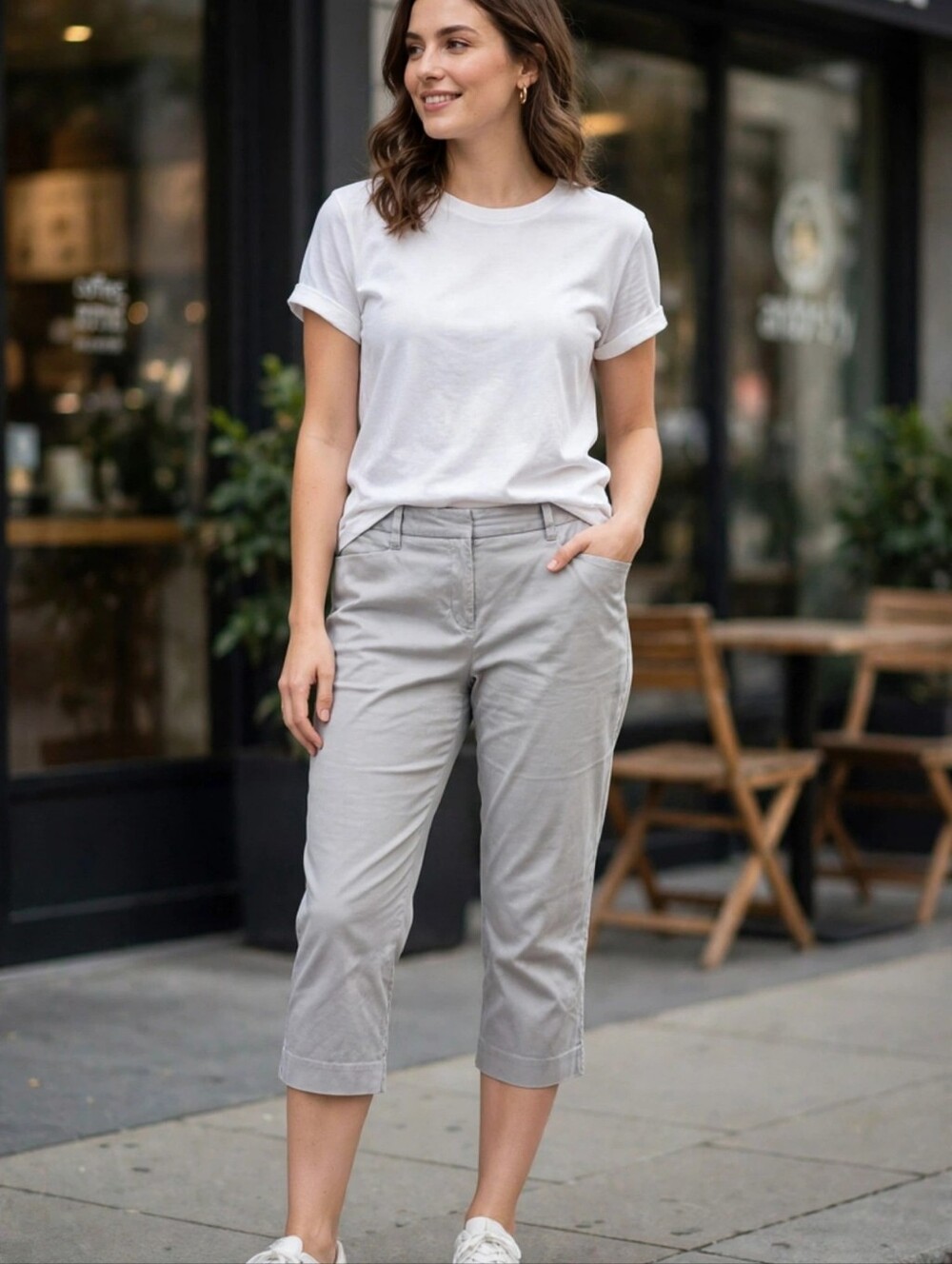 attention Light Gray Womens Capris